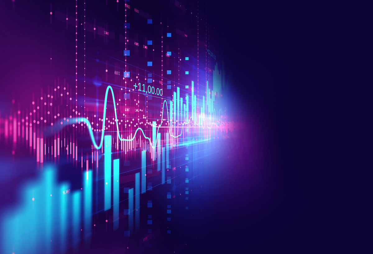 technical financial graph on technology abstract background real time feedback