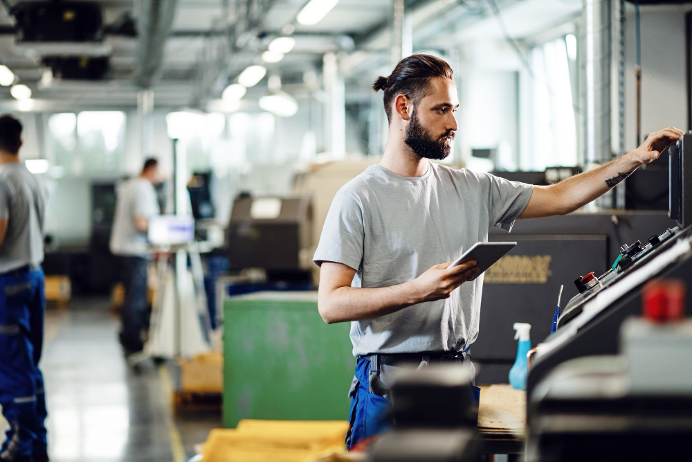 industrial-engineer-using-touchpad-while-operating-cnc-machine-factory