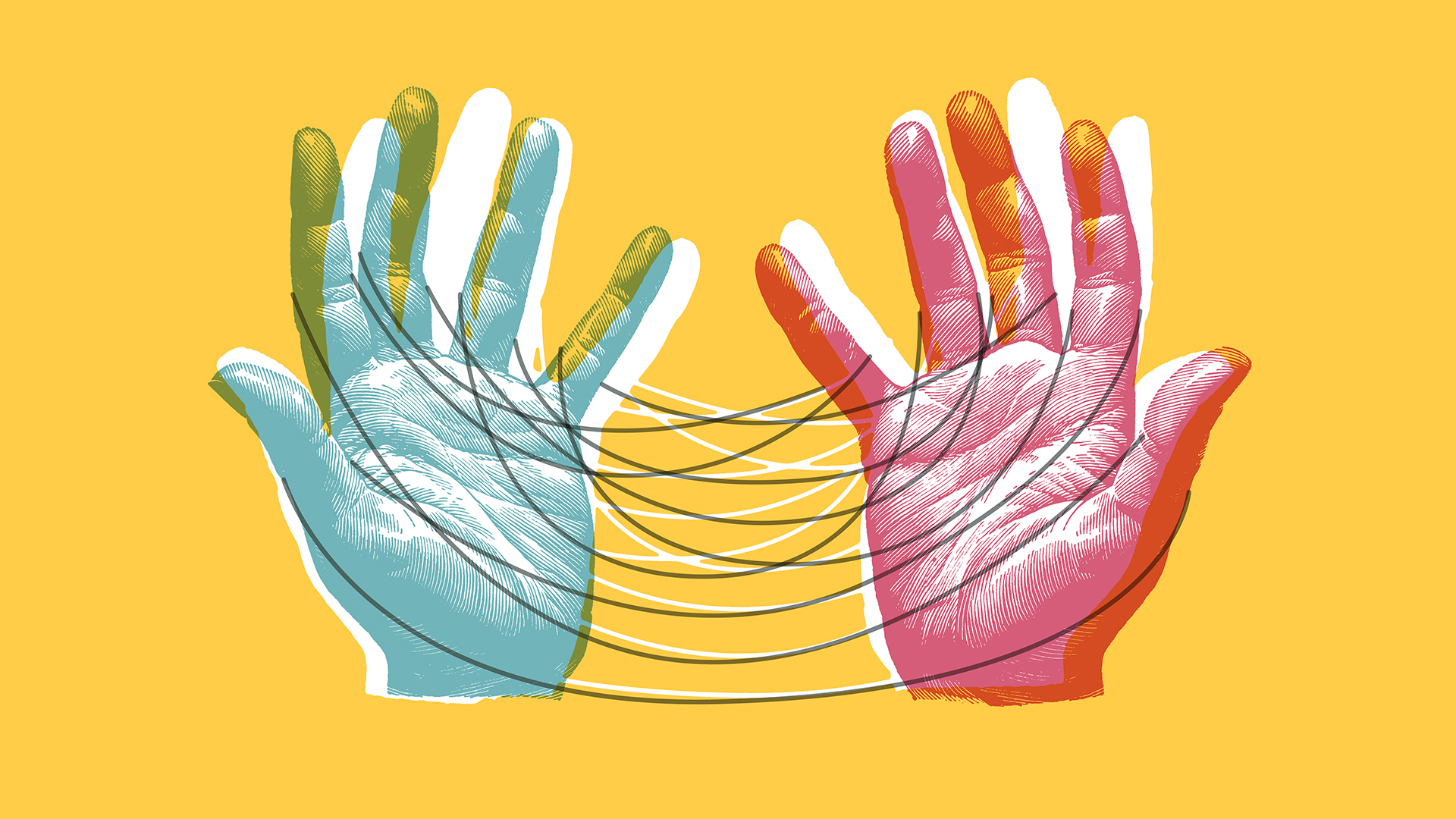 Hands Entwined with String