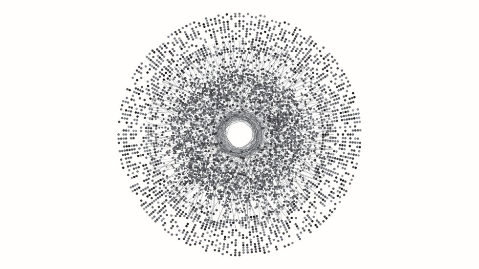 Abstract dots and lines representing the breadth of 5G connectivity.
