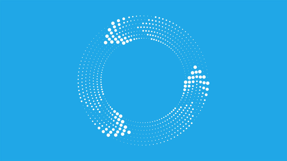 Abstract circle with halftone dots as arrows to represent recurring billing.