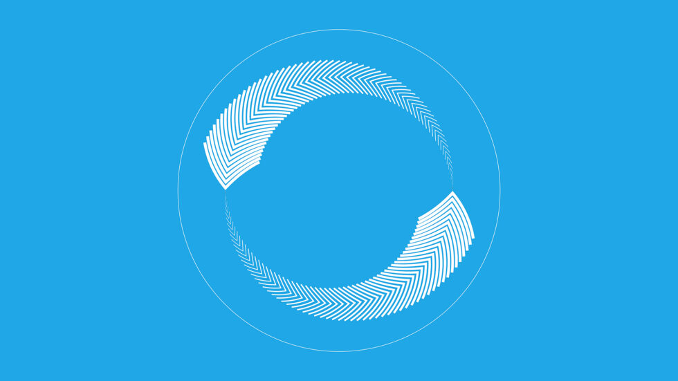 Abstract circle with halftone dots as arrows to represent subscription pricing.