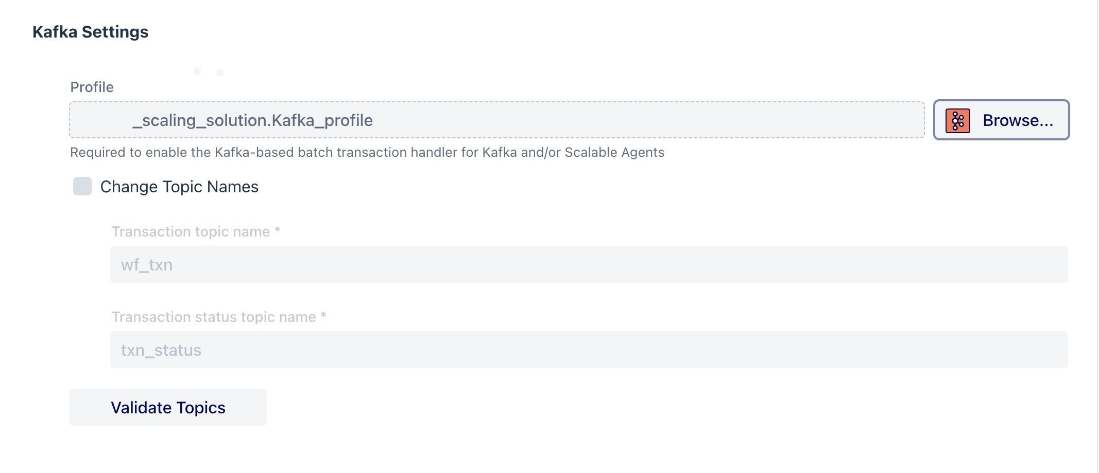 Kafka Batch Transaction Handler – Manual Topic Configuration
