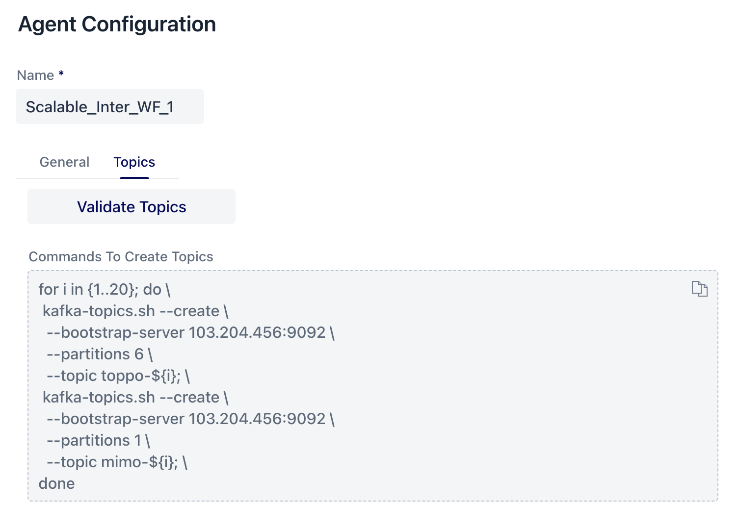 Manual topic creation for scalable InterWorkflow